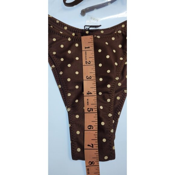 SAME Los Angeles Swim Bikini SeT Beaded Triangle Top and Bottom Polka Dot 90 S - Picture 6 of 8